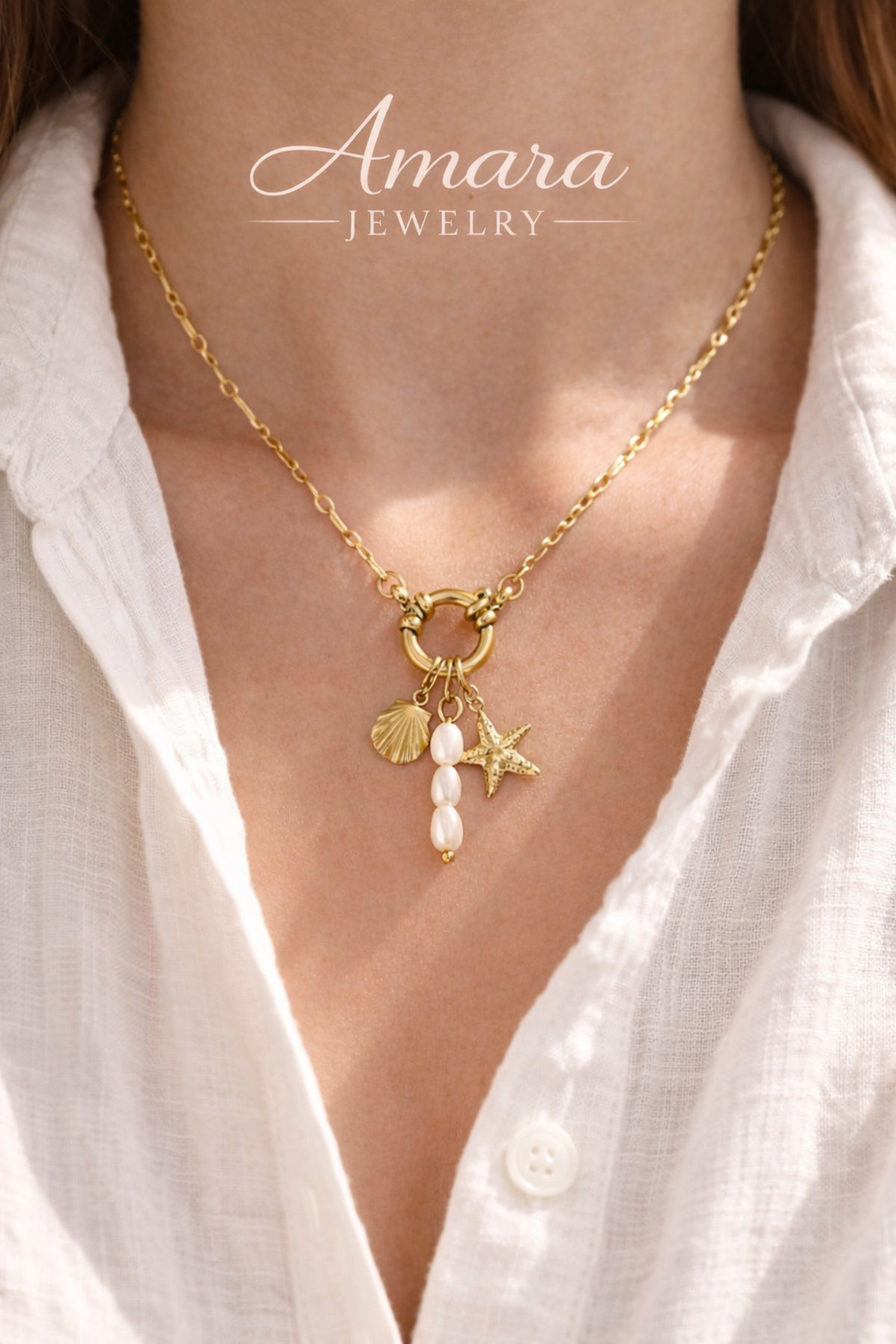 Golden Tides Charm Necklace
