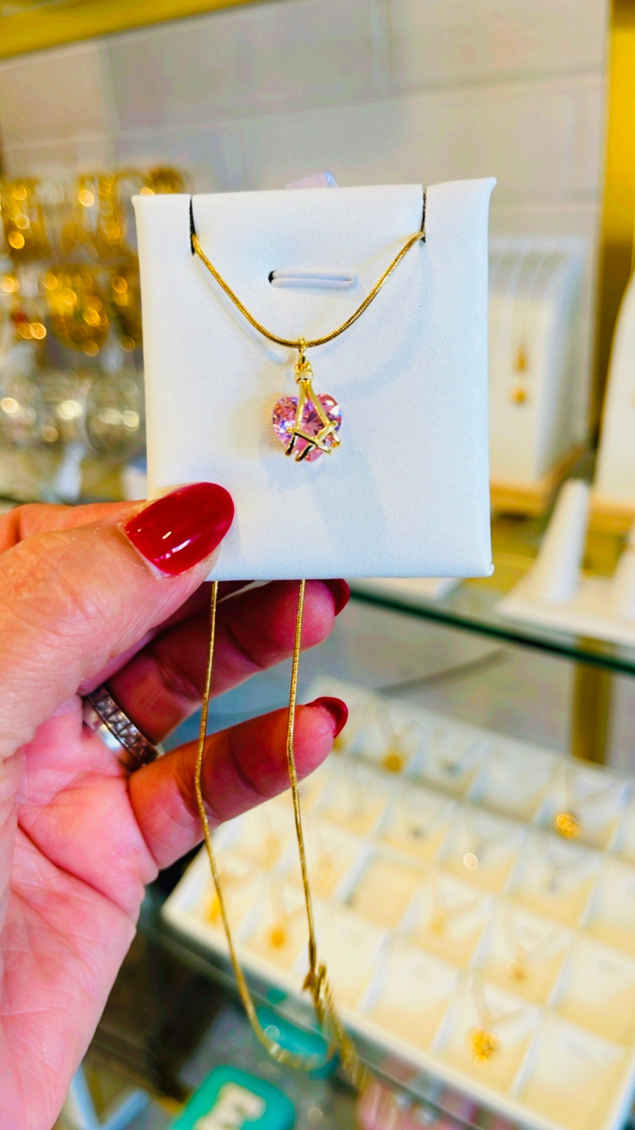 Pink Heart Charm Necklace
