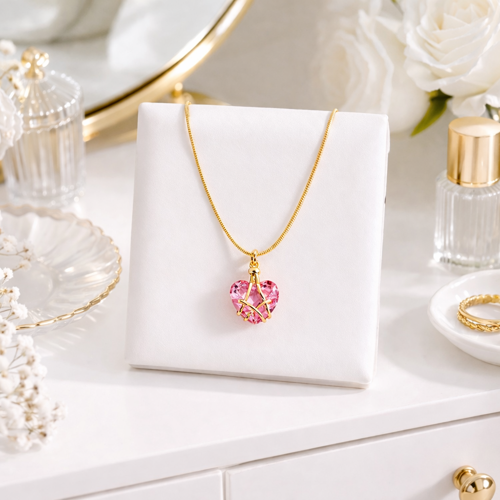 Pink Heart Charm Necklace