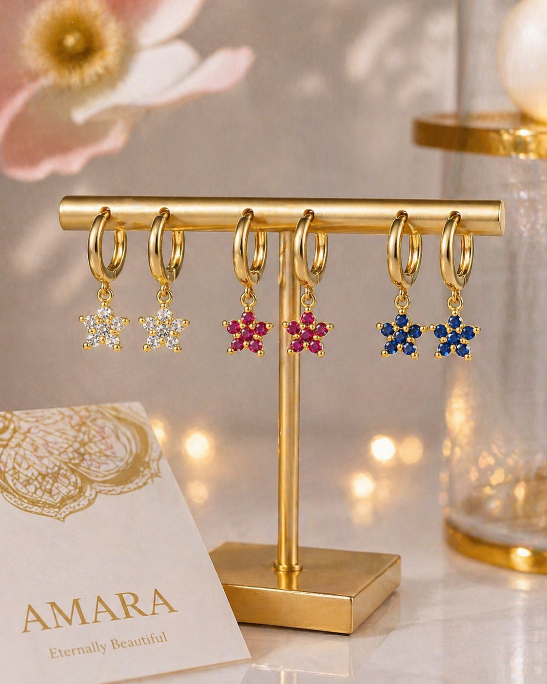 Daisy Flower Huggie Earrings