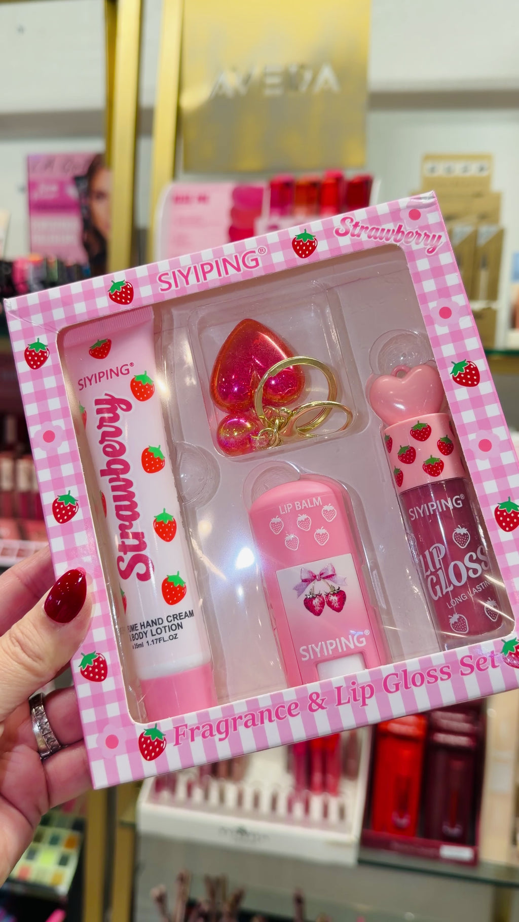 Siyiping Strawberry Lotion & Lip Gloss Set