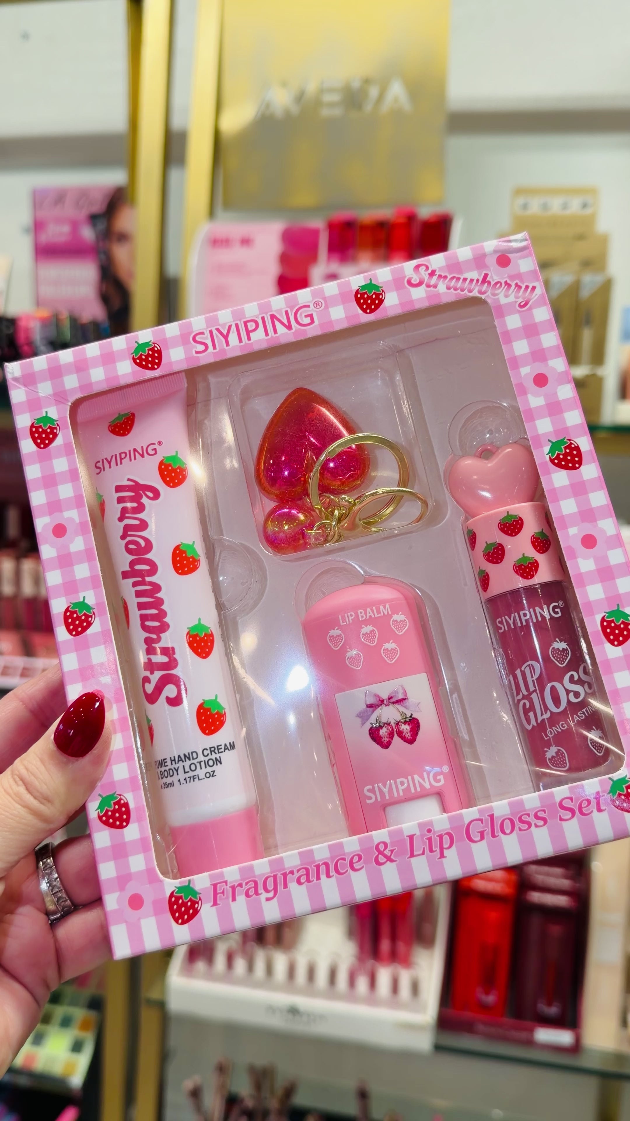 Siyiping Strawberry Lotion & Lip Gloss Set